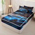 thumbnail image 2 of Homewish Teens Blue Sport Car Zipper Twin Comforter Sets with Fitted Sheet and 2 Pillowcases,Rally Race Fast Car Zipper Bedding Set,4-Piece,Black Reversible, 2 of 6