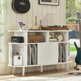 thumbnail image 3 of Large Record Player Stand with Storage, Turntable Stand with Charging Station & USB Ports, Record Storage Cabinet - White, 3 of 9