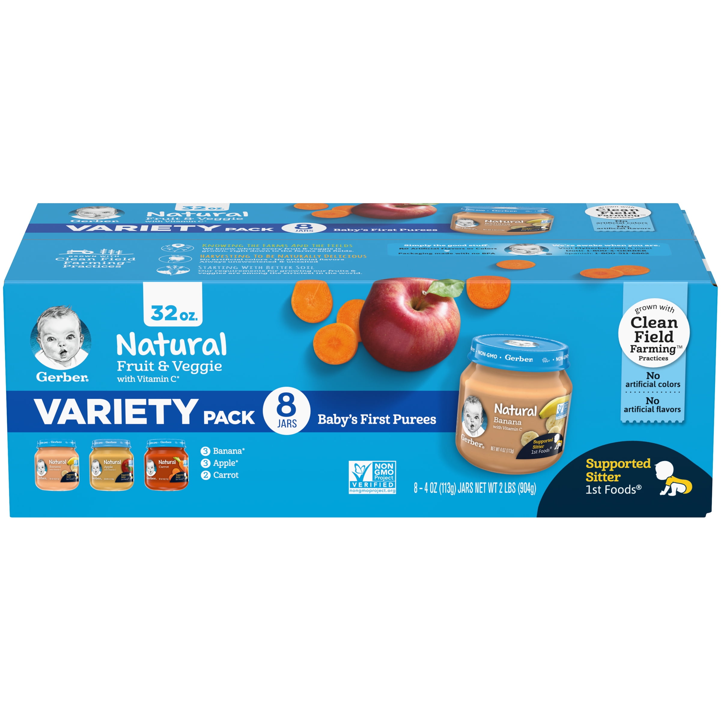 Gerber 1st Foods variety pack with natural fruit and veggie purees