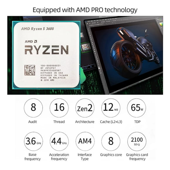 Procesador CPU AMD Ryzen 5 R5 3600 de 3,6 GHz, 6 núcleos y 12 subprocesos LGA AM4