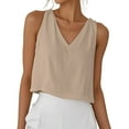 thumbnail image 2 of Hfnxid Cotton Linen Tank Tops fot Women V Neck Sleeveless Shirt Trendy Casual Basic Blouses Summer Vocation Loose Fit Tanks, 2 of 10