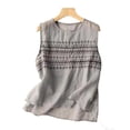 thumbnail image 5 of QUNYINEY Womens Tank Top Embroidered Vintage Linen Tops Summer Flowy Sleeveless Crew Neck Loose Fit Shirts for Women, 5 of 5