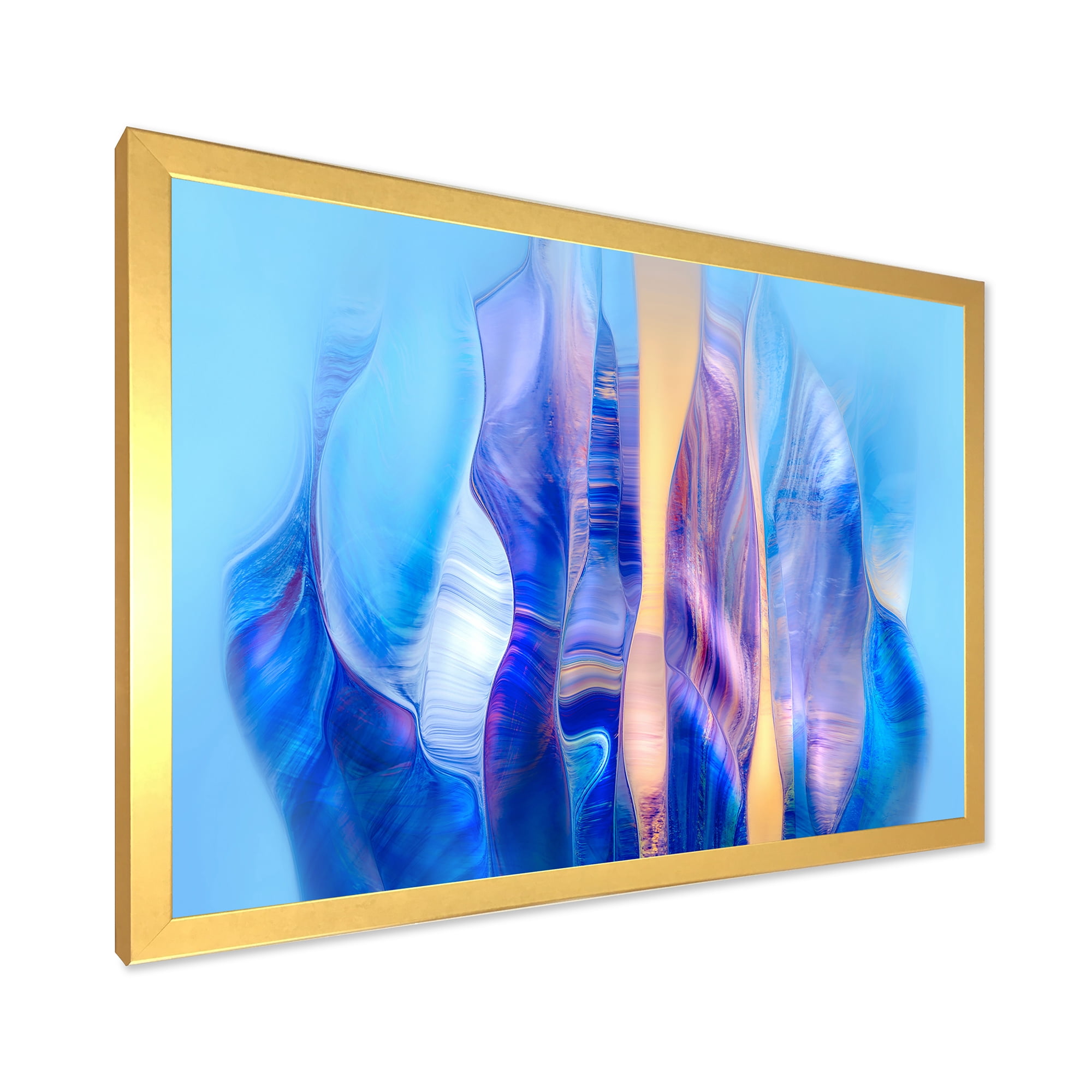 Designart 'Abstract Colorful Twisted Wavy Shape In Motion' Modern Framed Art Print