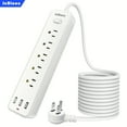 thumbnail image 2 of Prise US Barre d'Alimentation Prise Électrique Prises 5AC 3 Ports USB avec Câble d'Extension 3,3 Pi Filtre de Réseau Multiprise Charge Rapide, 2 of 5