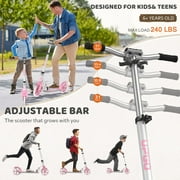 UPGO Kick Scooter for Ages 6+, Kids, Teens & Adults, 240 lb Max Load, Foldable, 8-Inch Wheels, Pink