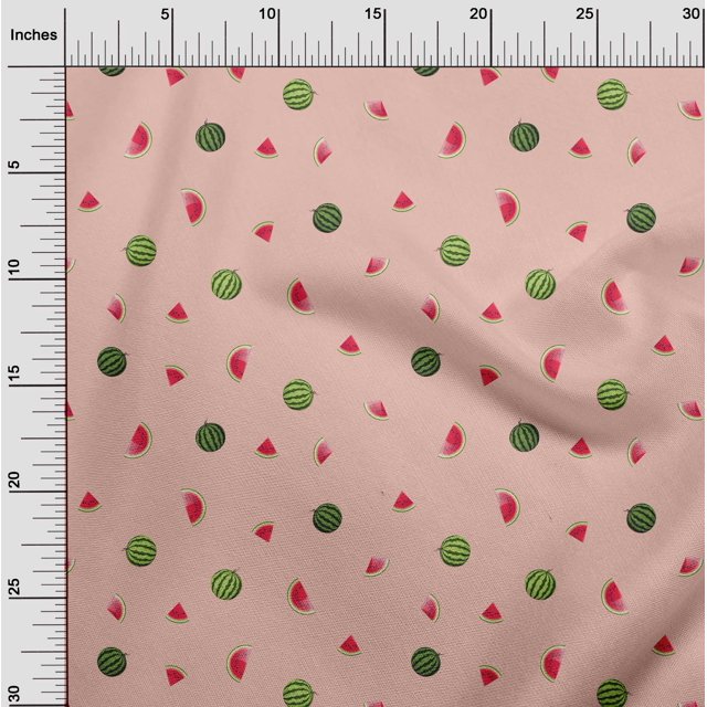oneOone Cotton Poplin Fabric Watermelon Fruit Print Fabric BTY 42 Inch Wide