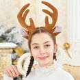 thumbnail image 3 of Diadema de astas de reno con orejas de peluche, aro para el pelo con cuernos y orejas de ciervo para Navidad, accesorio para disfraces de fiestas navideñas de invierno, 3 of 7