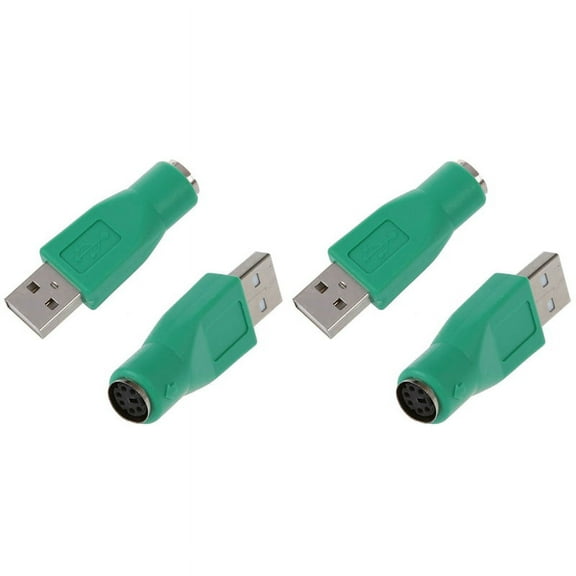 4 x PS/2 Female to USB Male Adapter Converter for Keyboard Mouse,4 x USB to PS / 2 Adapter,Green