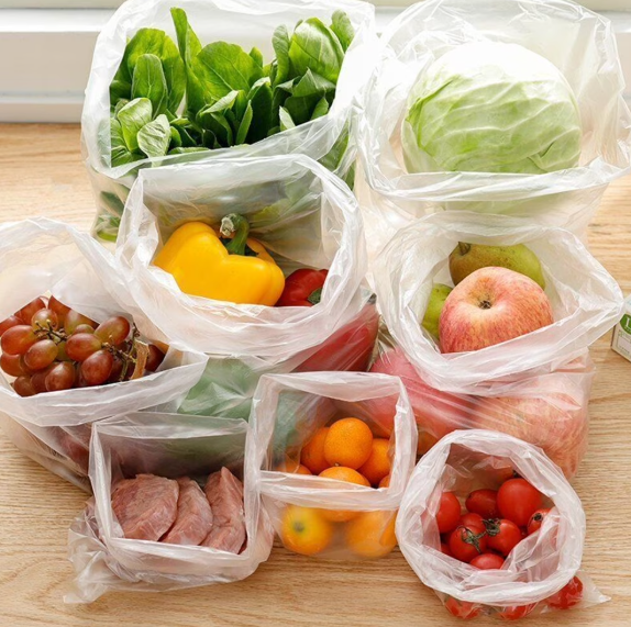 Clear Produce Bags on a Roll – 10" x 15", 4 Rolls, Bulk Pack