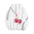 thumbnail image 3 of Yuannlog Womens Hoodies Cherry Print Long Sleeve Hoodies With Pockets Oversized Casual Drawstring Pullover Comfy Autumn Loose Fit Ladies Tunic Tops, 3 of 4