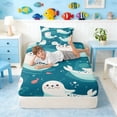 thumbnail image 5 of Manfei Cute Cartoon Seal Twin Sheet Sets for Kids Boys and Girls, Deep Ocean Fish Bedding 3-Piece, 1 Flat Sheet, 1 Fitted Sheet and 1 Pillowcase, 5 of 6