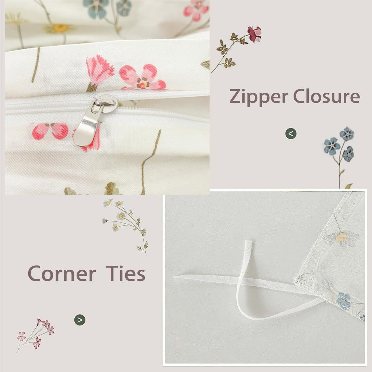 JOLUSERE 100% Organic Cotton Duvet Cover Queen Sets,3 Piece Soft Breathable Cotton Duvet Cover Sets,Creamy White