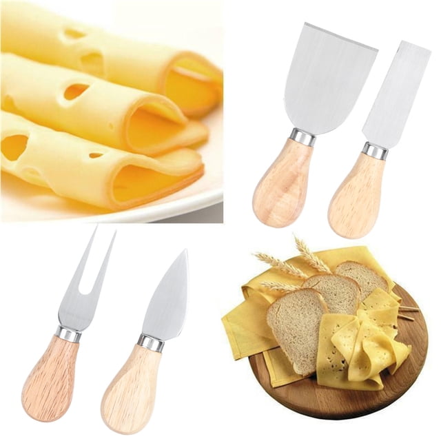 Queso 4 Unids/set Cuchillos De Queso De Acero Inoxidable De Madera Cortador De Cuchillos De Queso Juego De Herramientas De Cocina