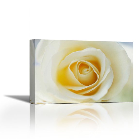 Rose close up of white Rose in bloom - Contemporary Fine Art Giclee on Canvas Gallery Wrap - wall d?cor - Art painting - 27 x 18 Inch - Ready to Hang
