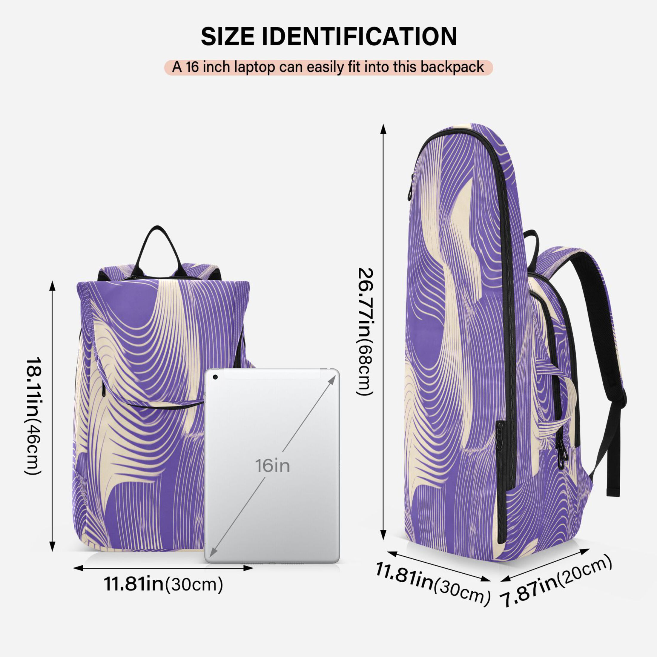 2 Racquet Holder Tennis Backpack Tennis Racket Covers Gym Bags Purple Chaotic Lines