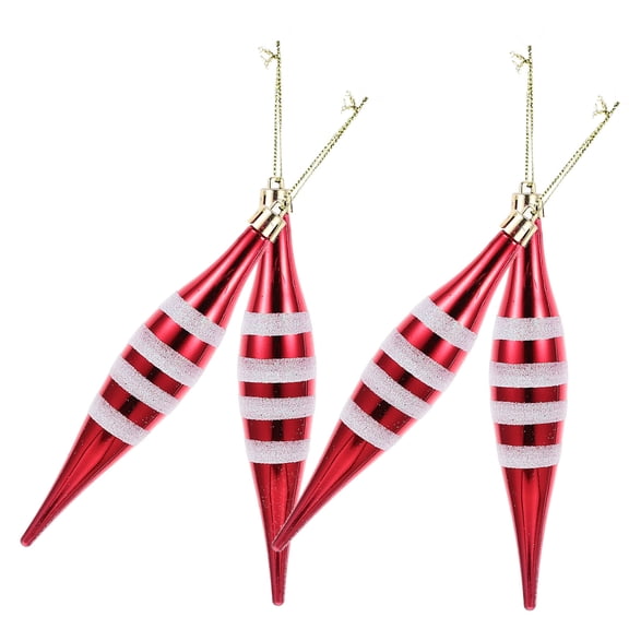 FELTECHELECTR 4-Pack Red Tapered Christmas Tree Decorations for Home Holiday Festive Atmosphere and Family Gatherings