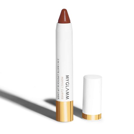MyGlamm Perfect Curves Matte Lip Crayon-Biscotti (Brown)-3.7 gm | Brick Pink Matte Lipstick | Long Lasting Lipstick with Moisturising Formula | Vegan & Cruelty-Free