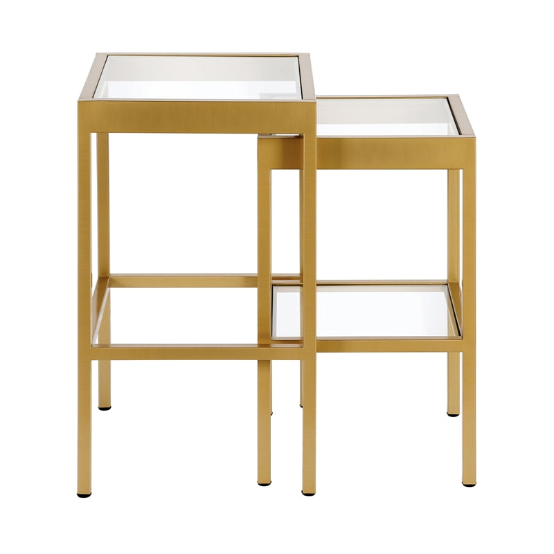 Gold//Brass Finish Henn/&Hart Modern Rectangle Nesting Coffee Table