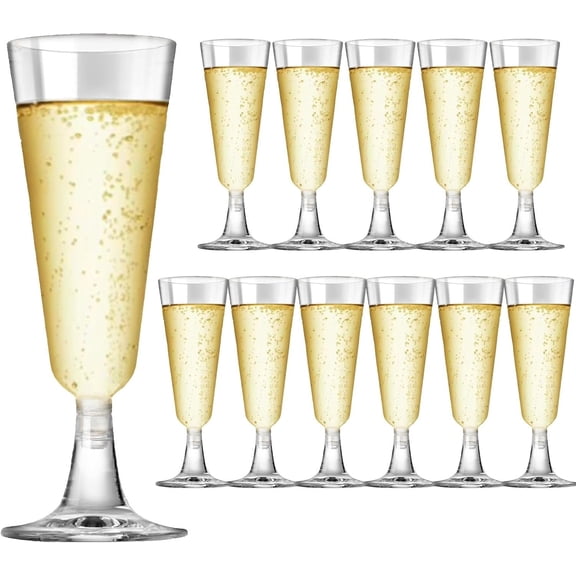 Champagne Flutes Plastic,25 Pack Glasses,Disposable Champagne Glasses,5 Oz Clear Shot Cups, Year Christmas Party Wedding Birthday Drinking Water Dessert Cups Bulk