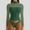 Green, variant on DuoJiaJ Women Double Line Mesh Sheer Crop Tank Tops Neck Long Sleeve Shirts Casual V-Neck Tops Brown L