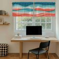 thumbnail image 5 of Teal Red Ocean Waves Tier Curtains 24 Inch Length, Summer Beach Coastal Abstract Cafe Short Curtains for Bathroom Over Sink, Small Kitchen Curtain Light Filtering Tiered Drapes 2 Panels 27.5"Wx24"L, 5 of 8