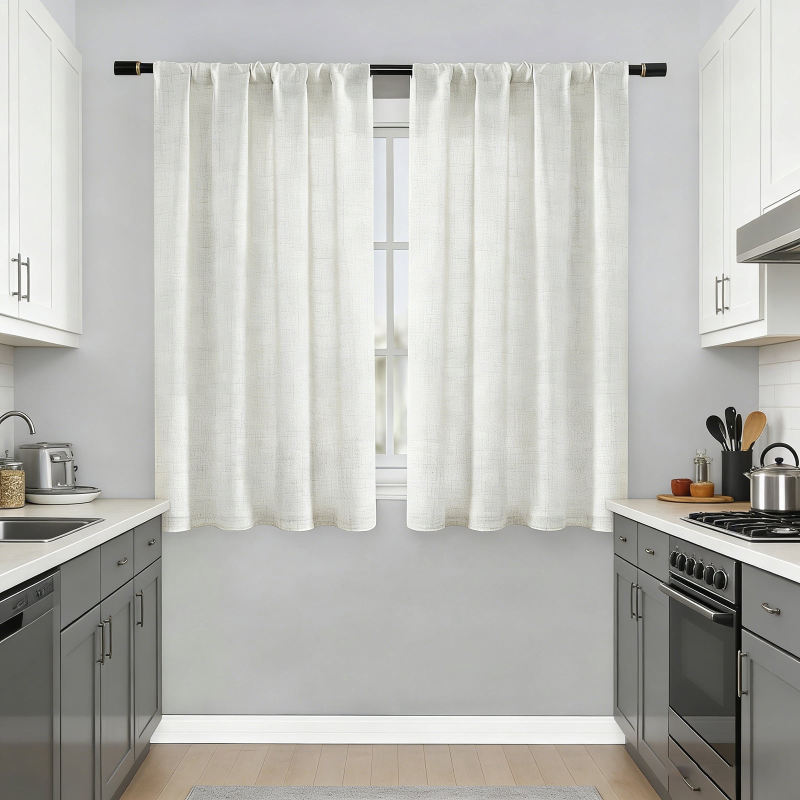2 Panels Linen Curtains Set for Living Room Bedroom, Light Filtering Textured Soft Window Curtain, Airy Soft Rod Pocket Elegant Drapes