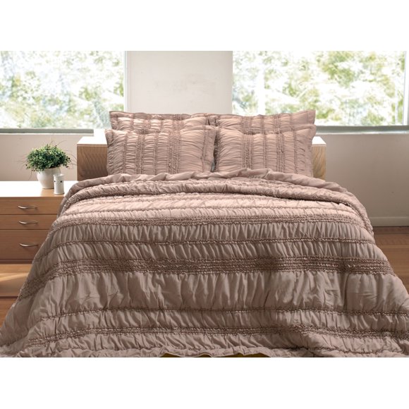 TianaTaupeQuilt Set, 2-Piece Twin, Taupe