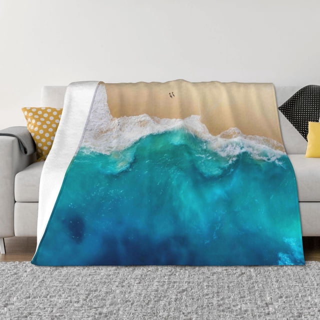 Fotbe Beach Manta de Franela con Estampado, Manta Ultrasuave para Cama, Sofá, Auto, Hipoalergénica y Antibolitas-60"x50"