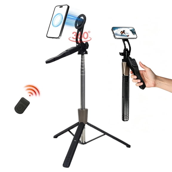 HOMEYA Magnetic Selfie Stick Phone Tripod, 67" Extendable Tripod Stand with Detachable Remote, Portable Tripod for iPhone/Android