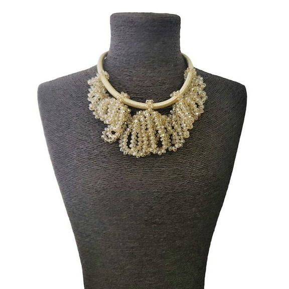 Handmade Golden Draped Cascade Crystal Statement Necklace For Women by Isabella Jewelry
