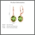 thumbnail image 5 of Gem Stone King 18K Rose Gold Plated Silver Green Peridot Leverback Dangle Earrings for Women (4.20 Cttw, Gemstone August Birthstone, Oval 9X7MM), 5 of 5