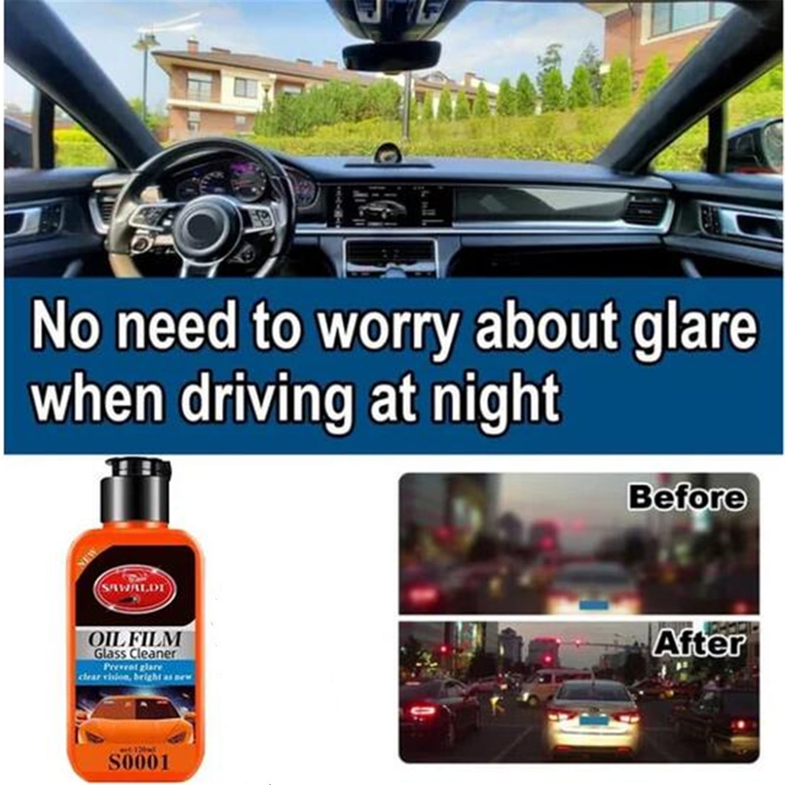 Cadorn Car Oil Film Removal Paste, Glass Stain & Water Mark Cleaner, Auto Windshield Polishing & Decontamination Kit
