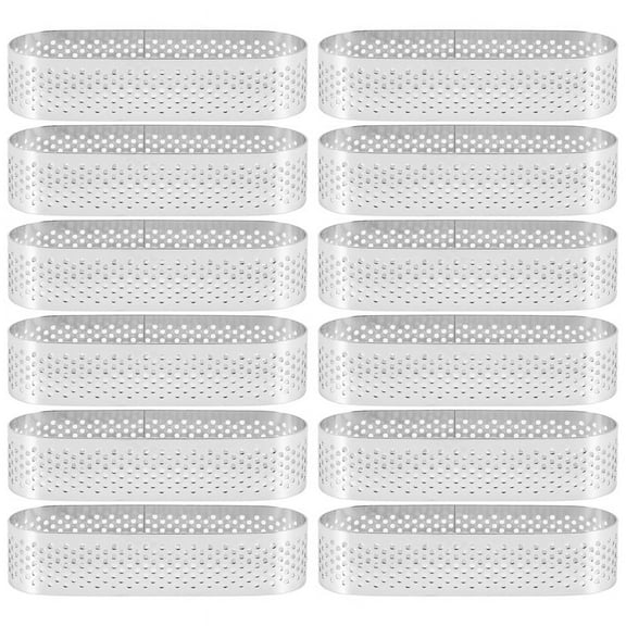 12Pcs Oval Tartlet Molds French Dessert Mousse Fruit Pie Tart Ring