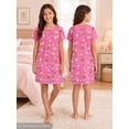 thumbnail image 3 of Beezizac Teen/Little Girls Nightgown – Summer Short Sleeves Sleepwear Cute Capybara & Toast Print Nightdress Pajama Size 12, 3 of 8