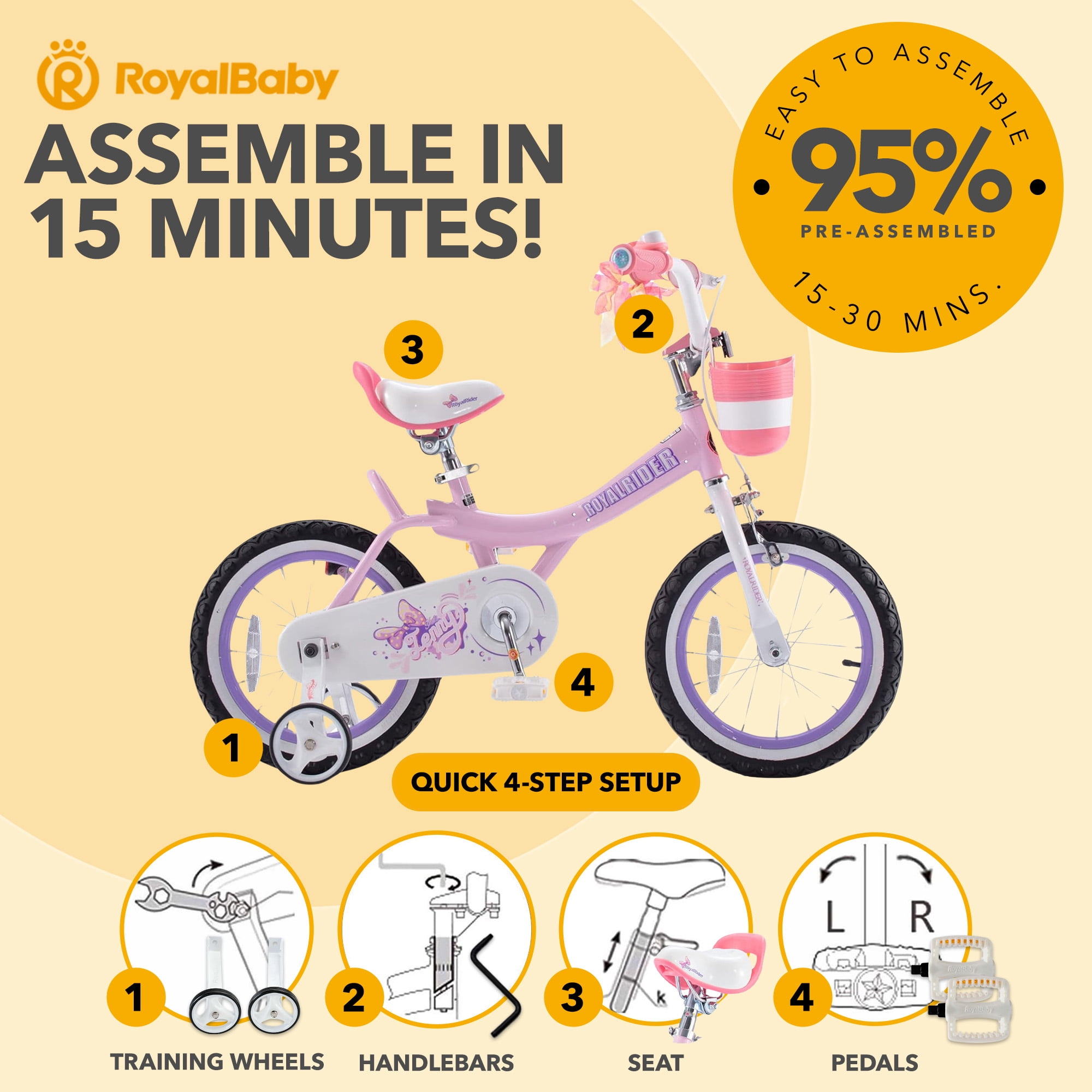 RoyalBaby Jenny Girls' 12" Training Wheel Bicycle