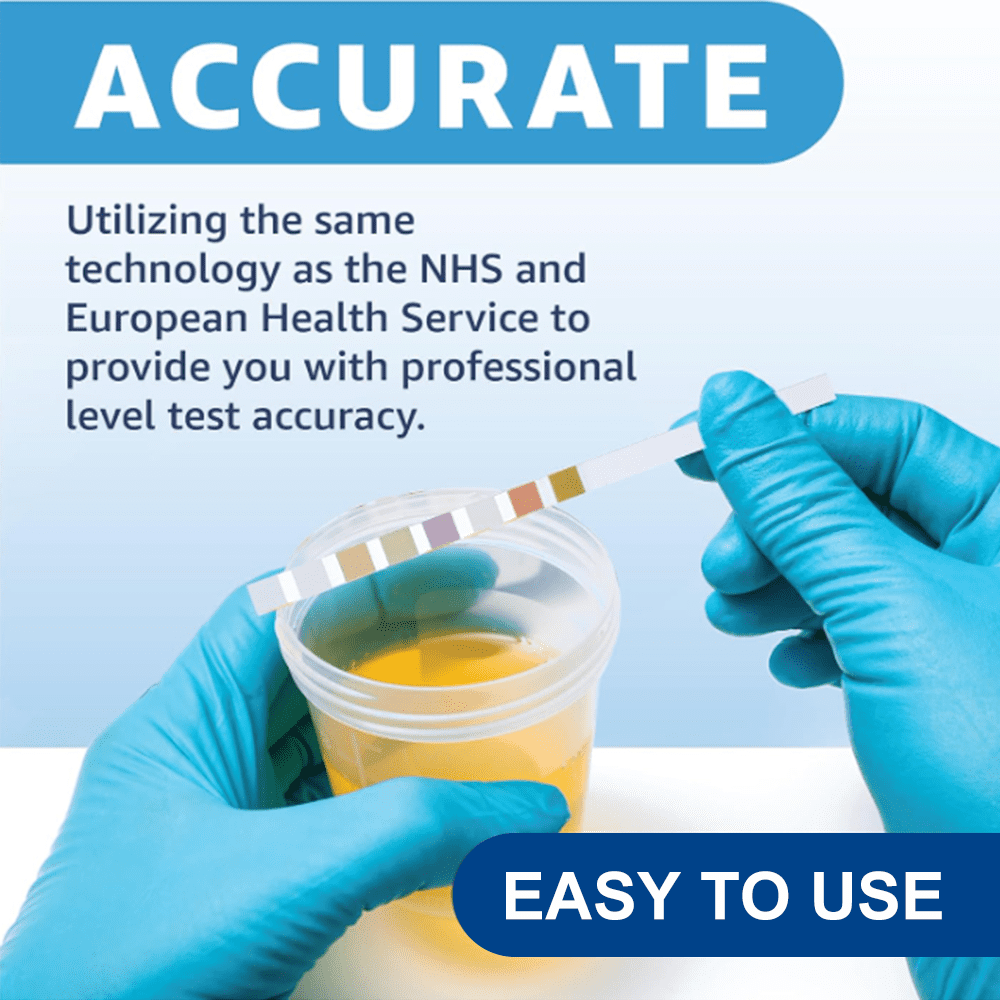 10-in-1 Urine Test Strips 10 Parameters for Urinalysis - Rapid Tests for Ketosis, pH, Protein, UTI, Kidney and Liver Function-100 Count