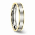 thumbnail image 4 of Titanium Polished Yellow IP Grooved Comfort Back Ring Size: 10; for Adults and Teens; for Women and Men, 4 of 6