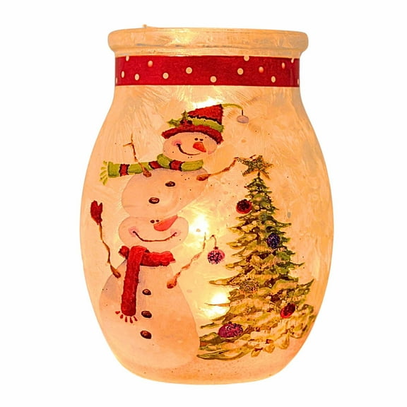 Stony Creek 4.00In Festive Snowman  Small Jar, Glass, Electric Christmas Winter Alt2280 Star