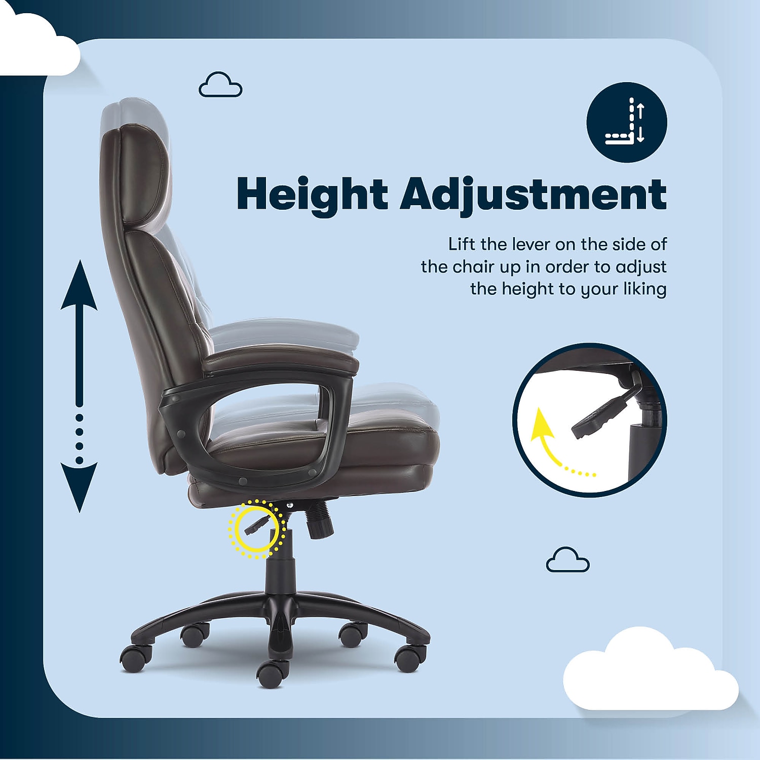 Serta Comfort Executive Big & Tall Ergonomic Office Chair Bonded Leather Brown