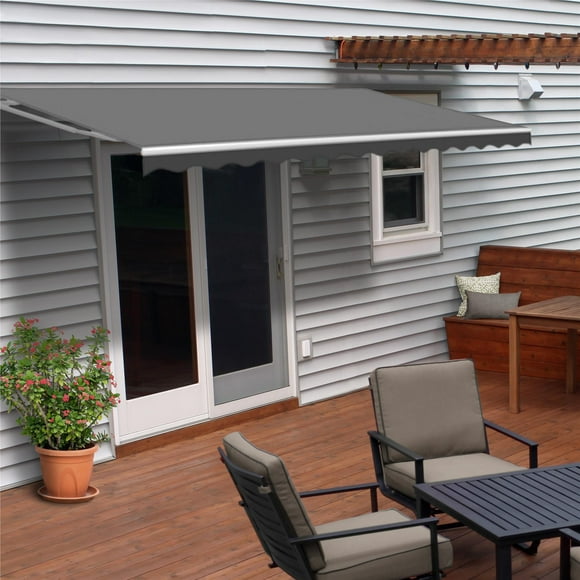 ALEKO Retractable Home Patio Canopy Awning 12x10 ft, Gray Color