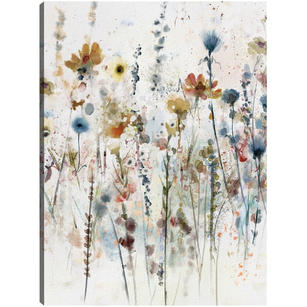 Cuadro Decorativo - Retrato de flores silvestres de acuarela I Jr Impresión en canvas, estrechado.
