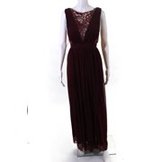 Pre-owned|Adrianna Papell Womens Open Back Tulle Lace Gown Red Size 10 10599467