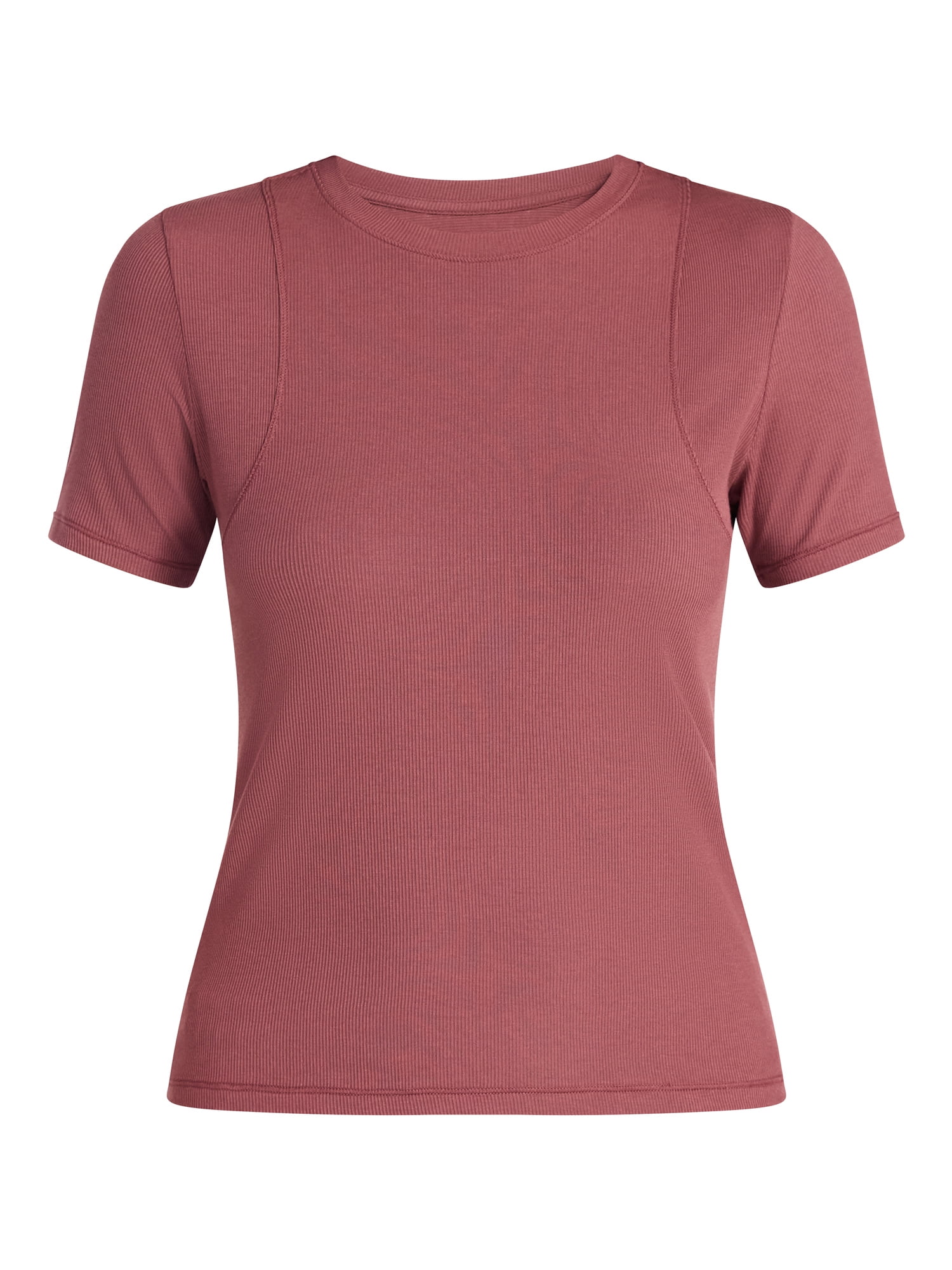 Avia Women's Ribbed T-Shirt with Short Sleeves, Sizes XS-XXXL