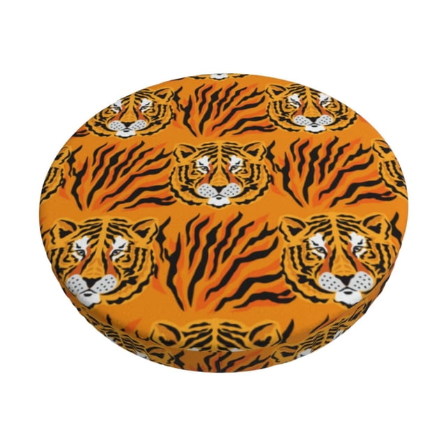 Easygdp Tiger Print Easy To Install Bar Stool Covers&Stool Covers Round&Elastic Stool Cover, Barstool Covers,Washable&Bottom With Elastic Edge-12 inch