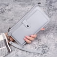 thumbnail image 1 of Casual Multi-functional Clutch Buckle Tassel Long Zipper PU Leather Coin Purse Card Holder Ladies Wallet Women Clutch Handbag GREY, 1 of 8
