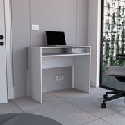 TUHOME Stella Writing Desk, 35.1" Computer Desk with Upper Shelf for Home Office, White