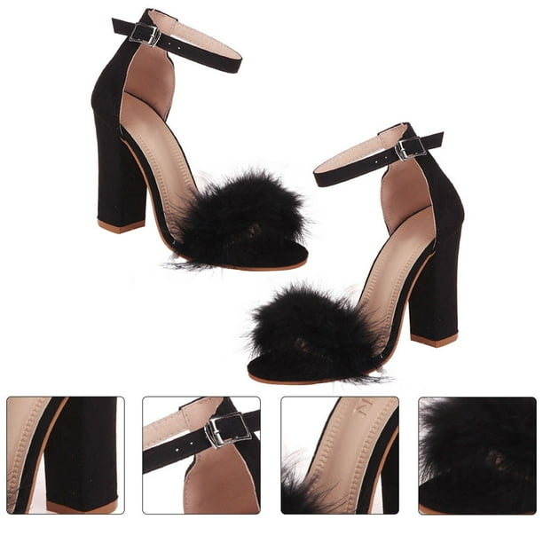 KAKOWELY 1Par Sandalias De Tacón Para Mujer En PU Negro Con Chic Para Fiesta Oficina Y Eventos