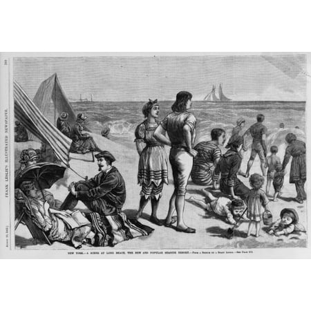 

Print: New York - A Scene At Long Beach The New And Popular Seaside