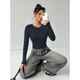 thumbnail image 5 of MOYIKO Crewneck Long Sleeve Body Suits Womens Slim Fitted Tight Basic Tops, 5 of 7
