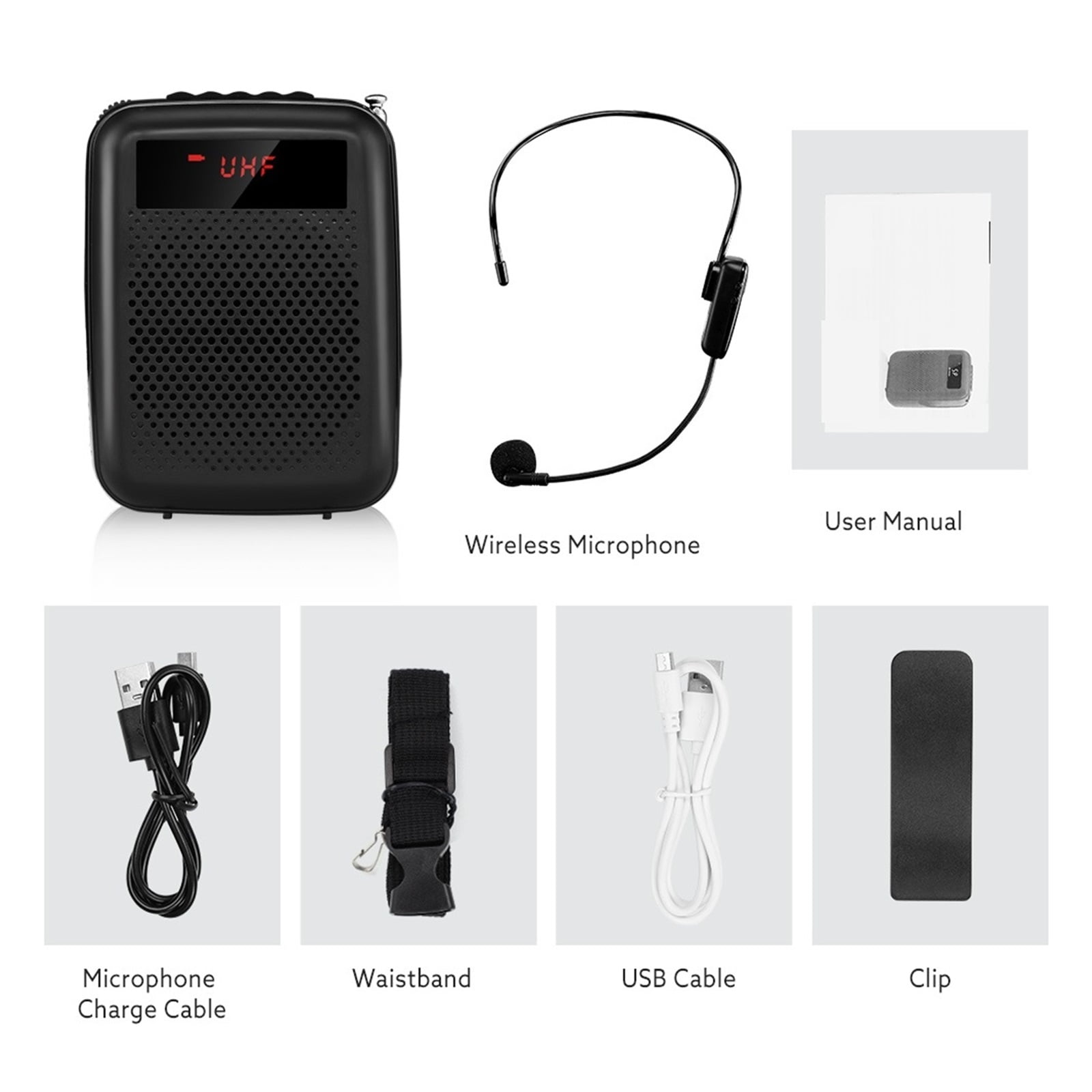 Voice Amplifier Wired Microphone FM Radio AUX Audio Recording Blue-tooth Speaker For Teachers Instructor Mini Megaphone